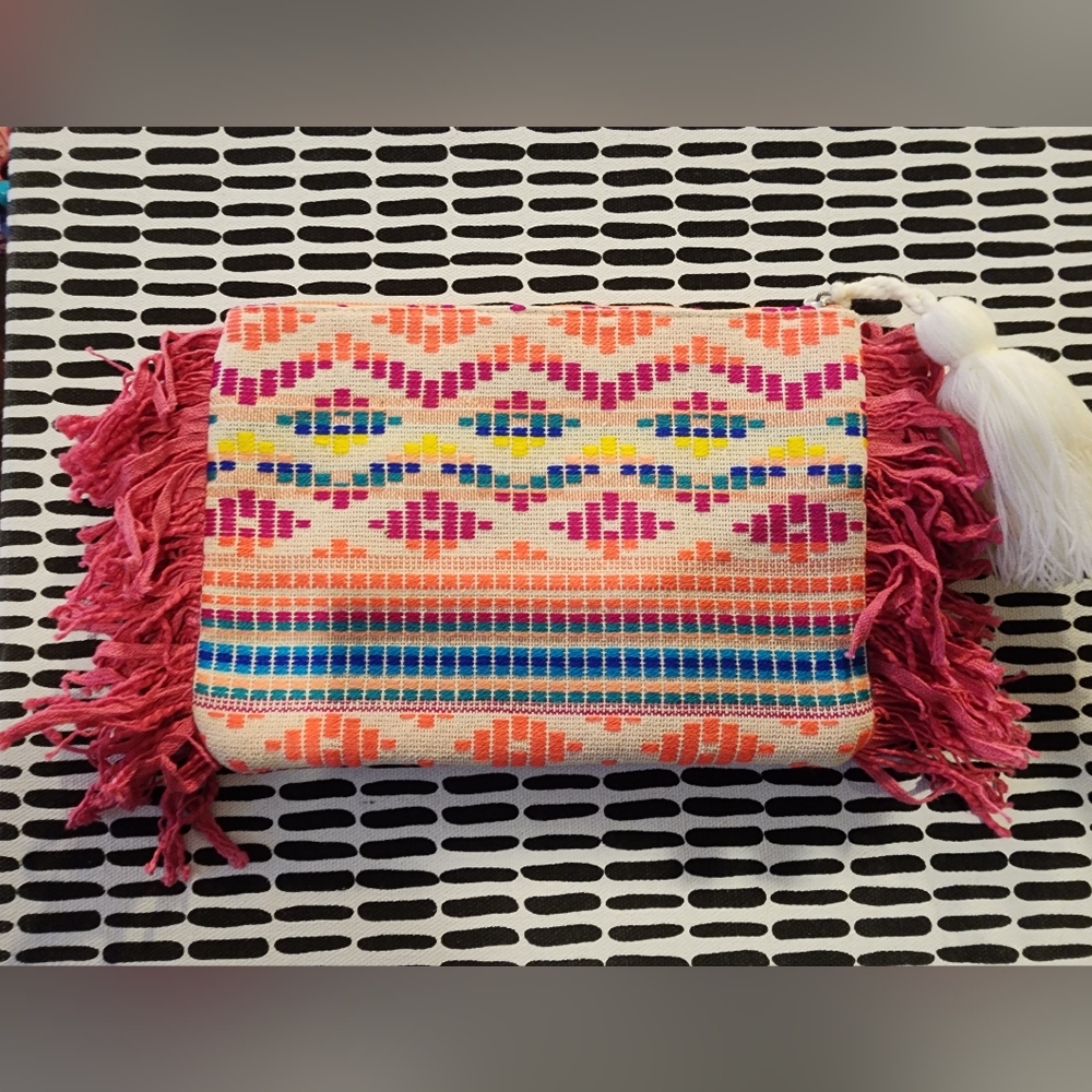 Boutique Fringed Tribal Clutch with Tassel
